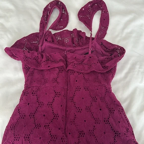 Lulu’s Biscay Ruffled Eyelet Lace Mini Dress Purple Cocktail Formal Womens S - Picture 8 of 10